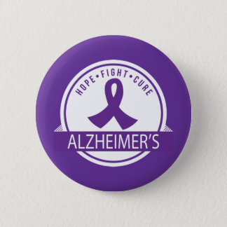 Alzheimer's Hope Fight Cure Ribbon Pinback Button