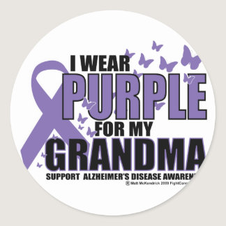 Alzheimers Purple For GRANDMA Classic Round Sticker