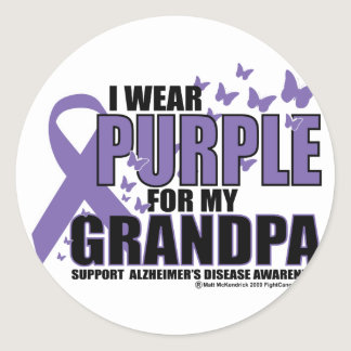 Alzheimers: Purple For GRANDPA Classic Round Sticker