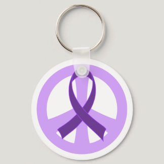 Alzheimers Purple Peace Sign Ribbon Gift Keychain