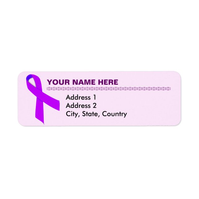 Alzheimer's Purple Ribbon Return Address Labels (Front)