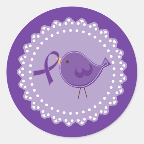 Alzheimers Ribbon Bird support Classic Round Sticker