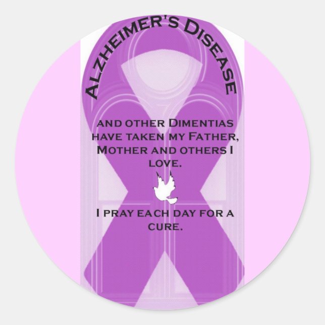 ALZHEIMER'S RIBBON CLASSIC ROUND STICKER (Front)