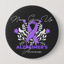 Alzheimer's Ribbon Fight Dementia Awareness Button