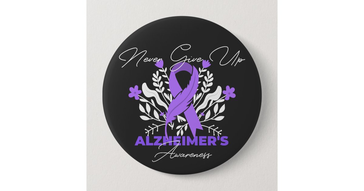 Alzheimer's Ribbon Fight Dementia Awareness Button | Zazzle