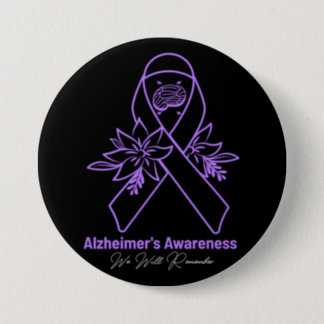 Alzheimer's Ribbon Fight Dementia Awareness Button