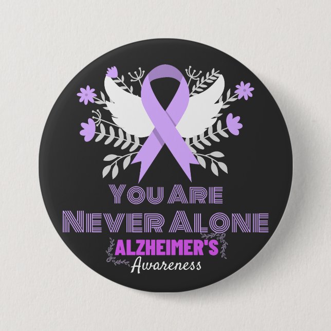 Alzheimer's Ribbon Fight Dementia Awareness Button (Front)