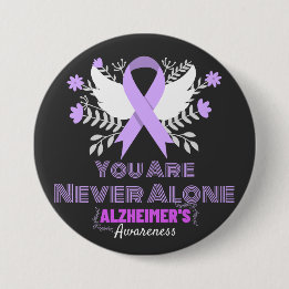 Alzheimer's Ribbon Fight Dementia Awareness Button