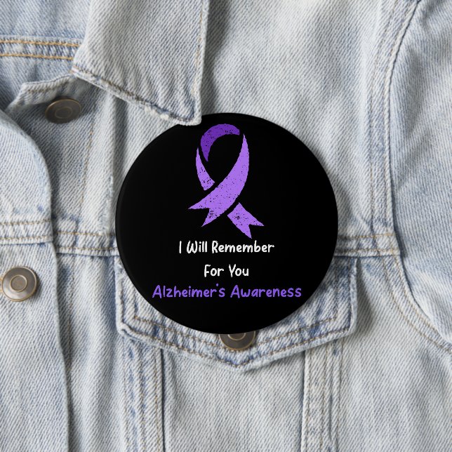 Alzheimer's Ribbon Fight Dementia Awareness Button (In Situ)