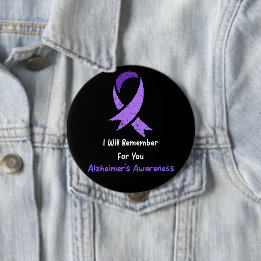 Alzheimer's Ribbon Fight Dementia Awareness Button