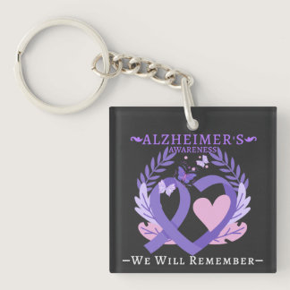 Alzheimer's Ribbon Fight Dementia Awareness Keychain