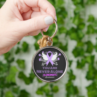 Alzheimer's Ribbon Fight Dementia Awareness Keychain