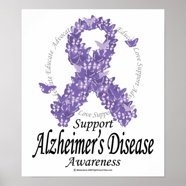 Alzheimers Ribbon of Butterflies Poster (Front)