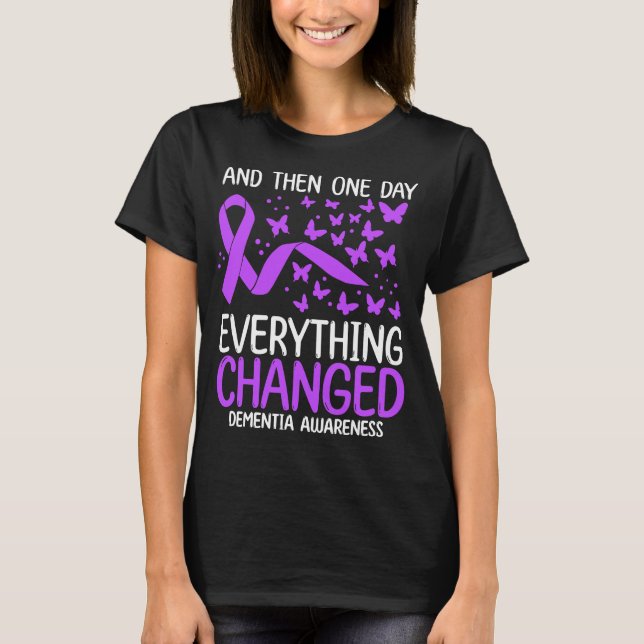 Alzheimers Warrior Ribbon Fight Dementia Awareness T-Shirt (Front)