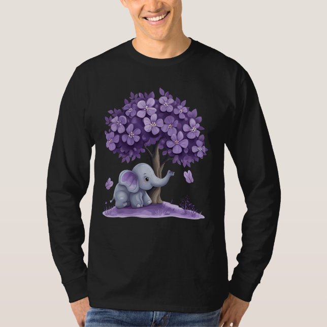 Alzhemer's Awareness Elephant Purple Ribbon Kids D T-Shirt (Front)