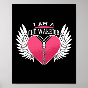 Am A Chd Warrior Zipper Heart With Angel Wings Poster