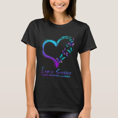 Am A Survivor Suicide Prevention Awareness Heart B T_Shirt