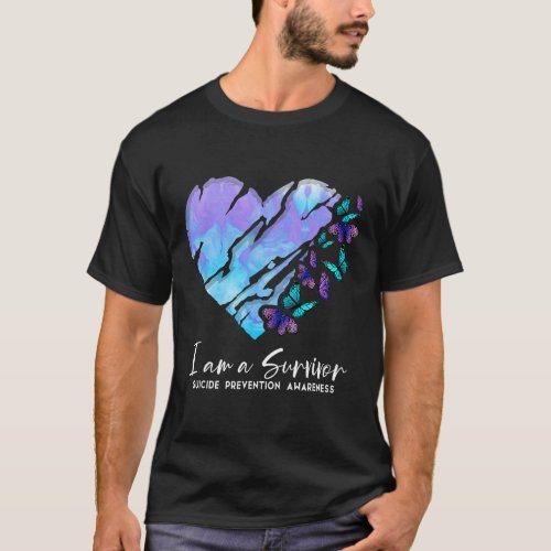 Am A Survivor Suicide Prevention Awareness Heart B T_Shirt