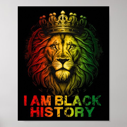 Am Black History African American Pride Lion Black Poster