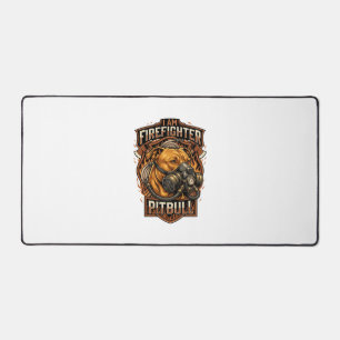 Am Firefighter Pitbull Dog Gas Mask Shield Desk Mat