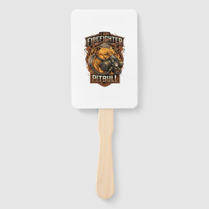 Am Firefighter Pitbull Dog Gas Mask Shield Hand Fan