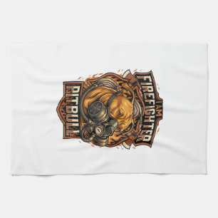 Am Firefighter Pitbull Dog Gas Mask Shield Kitchen Towel