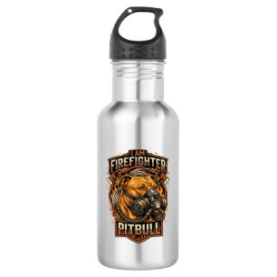 Am Firefighter Pitbull Dog Gas Mask Shield Stainless Steel Water Bottle