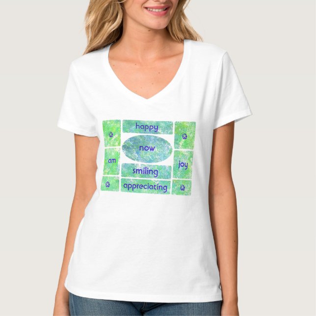 Am Happy Smiling Appreciating Joy Now tshirts (Front)