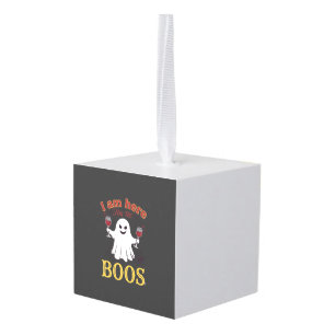 Am Here Boos Halloween Ghost Wine Glasses Spider W Cube Ornament