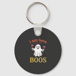 Am Here Boos Halloween Ghost Wine Glasses Spider W Keychain