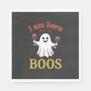Am Here Boos Halloween Ghost Wine Glasses Spider W Napkins