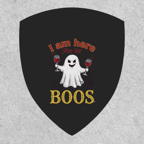 Am Here Boos Halloween Ghost Wine Glasses Spider W Patch