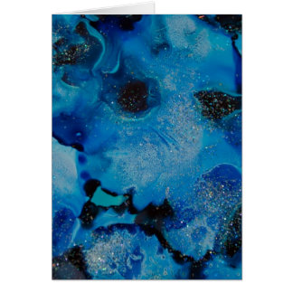 Am I Blue - Abstract blue painted ink background Cards