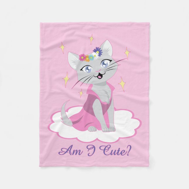 Am I Cute? Fleece Blanket (Front)