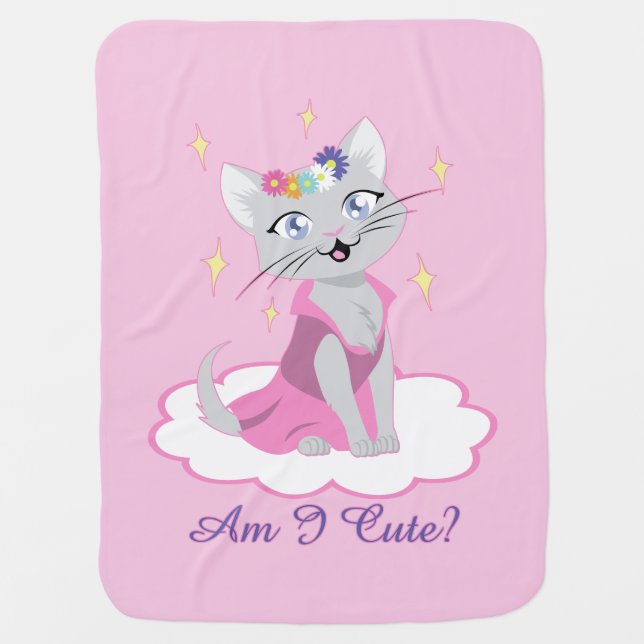 Am I Cute? Receiving Blanket (Front)