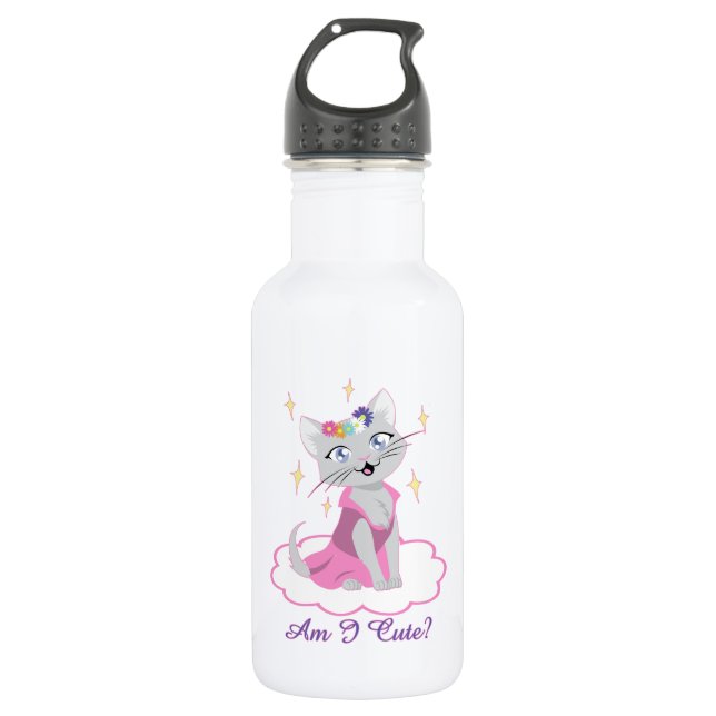 Am I Cute? Stainless Steel Water Bottle (Front)