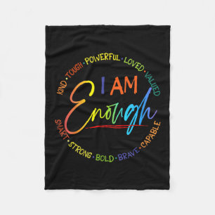 Am I Enough, Kind, Powerful, Loved, Valued, Smart, Fleece Blanket