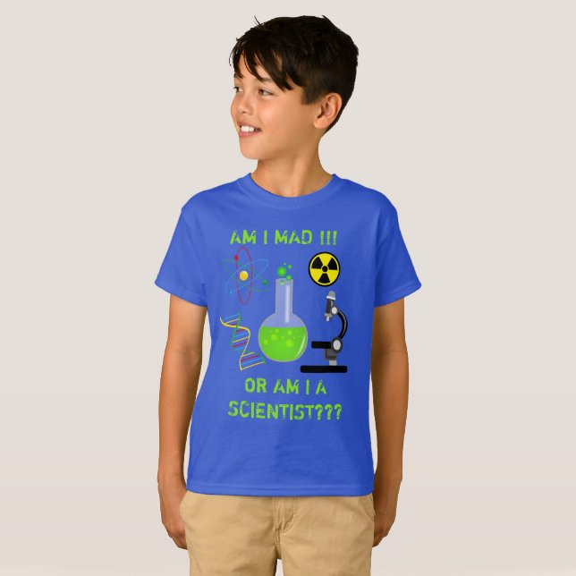 Am I Mad or Am I a Scientist Blue T-shirt (Front Full)