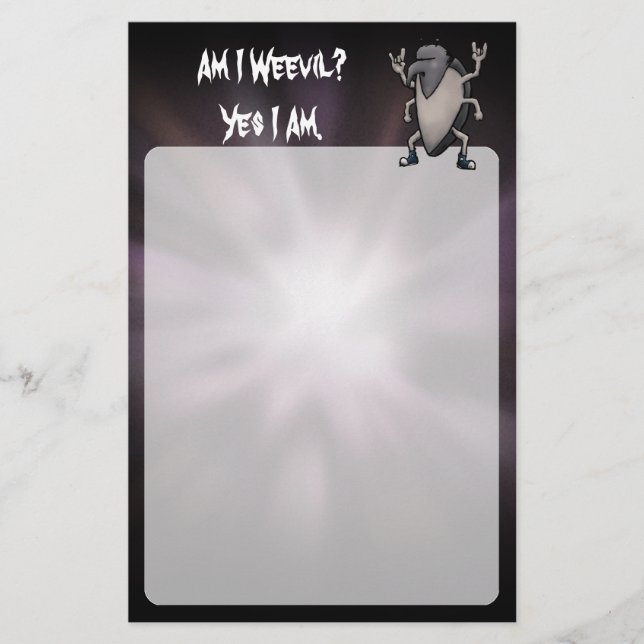 Am I Weevil Funny Heavy Metal Stationery (Front)