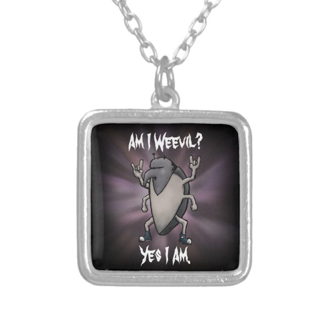 Am I Weevil Heavy Metal Cartoon Silver Plated Necklace (Front)