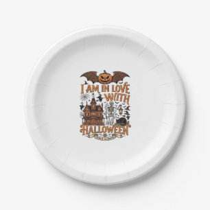 Am Love Halloween Haunted House Skeleton Pumpkin_1 Paper Plates