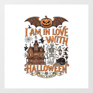 Am Love Halloween Haunted House Skeleton Pumpkin_1 Window Cling