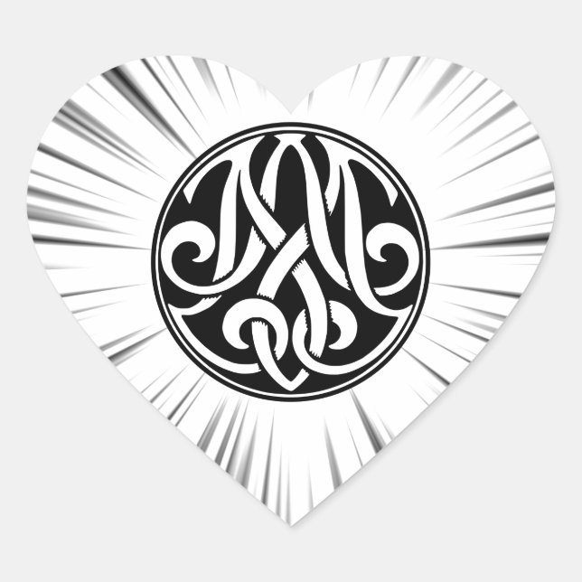 AM / MA Monogram with Hyperspace Graphic Heart Sticker (Front)