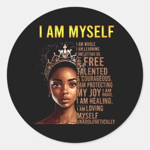 Am Myself Black Girl Magic Black History Month Afr Classic Round Sticker
