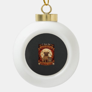Am Night Fear Me Halloween Pug Moon Tombstone Ceramic Ball Christmas Ornament