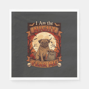 Am Night Fear Me Halloween Pug Moon Tombstone Napkins