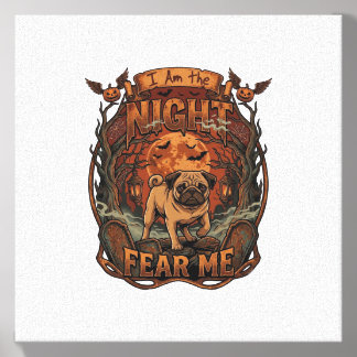 Am Night Fear Me Pug Halloween Moon_1 Canvas Photo Tile