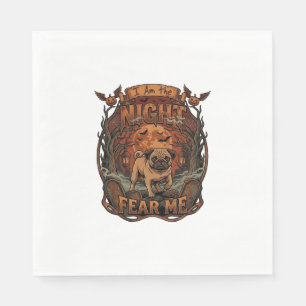 Am Night Fear Me Pug Halloween Moon_1 Napkins
