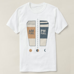 AM PM Fuel Split Coffee Cup Day and Night T-Shirt