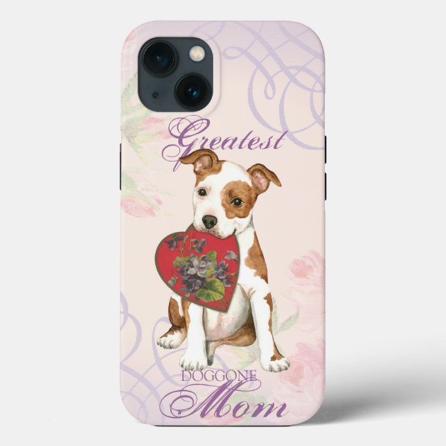 Am Staff Heart Mom Case-Mate iPhone Case (Back)